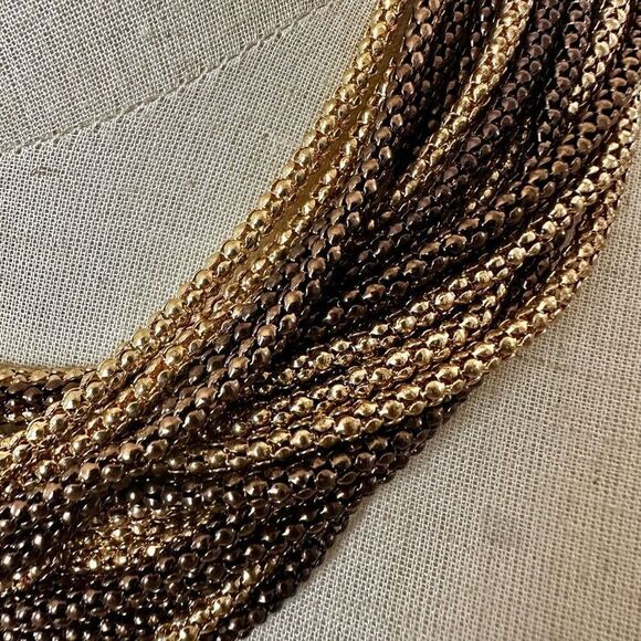 Gold tone multi strand statement necklace - Picture 7 of 7